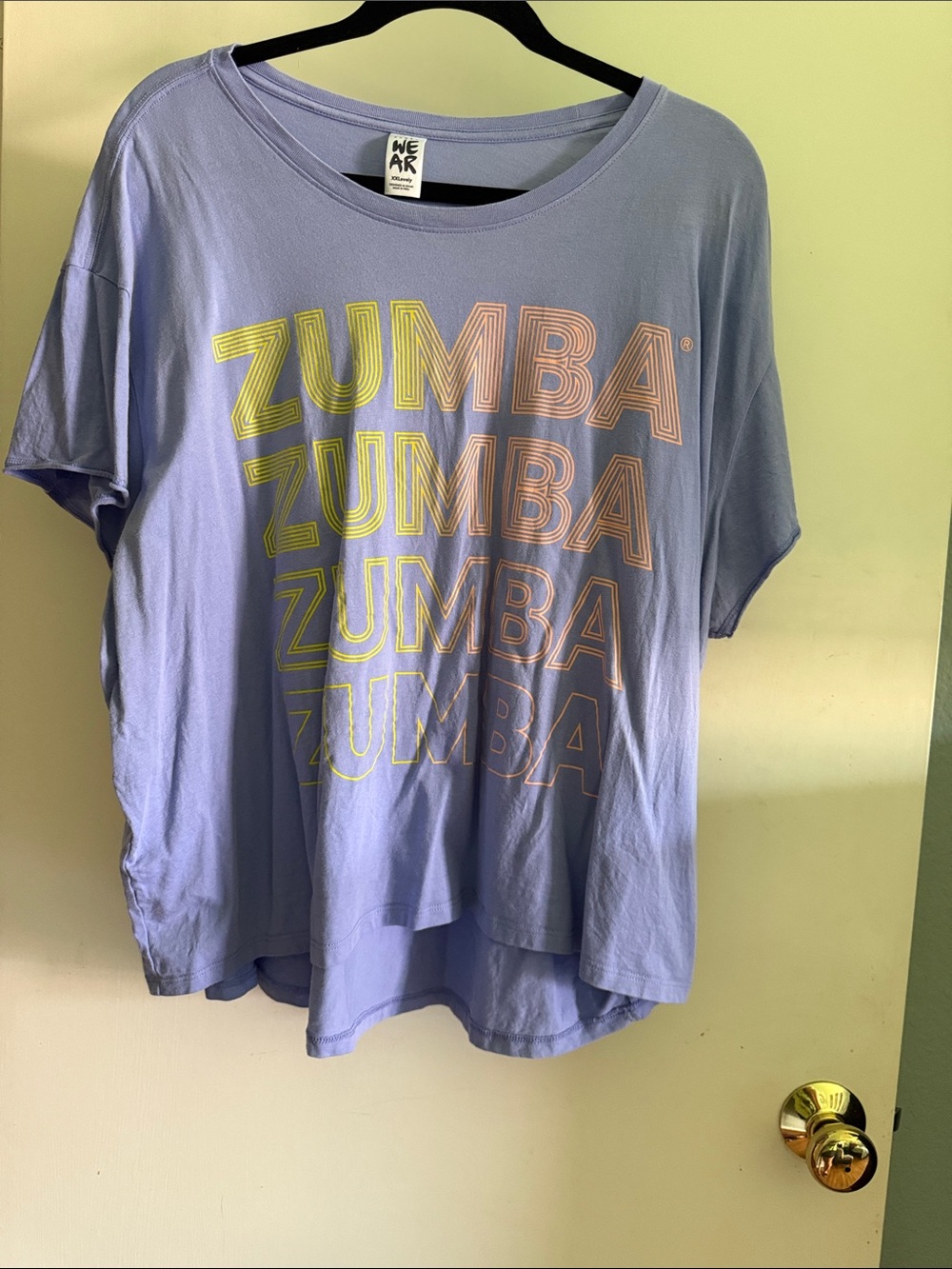 Zumba Fitness Lavender Crop Top with Yellow & Peach Logo